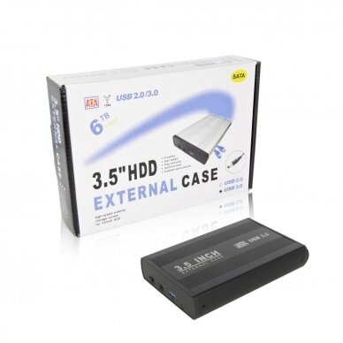 USB adapteris (dėklas) kietajam diskui HDD 3.5" SATA USB 3.0 1